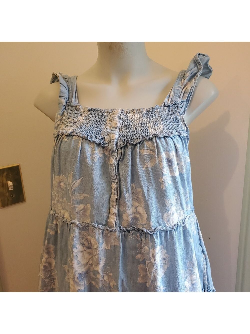 Old Navy Floral Frilled Cottagecore Nightgown Styled Maxi Sun Dress - Picture 2 of 10